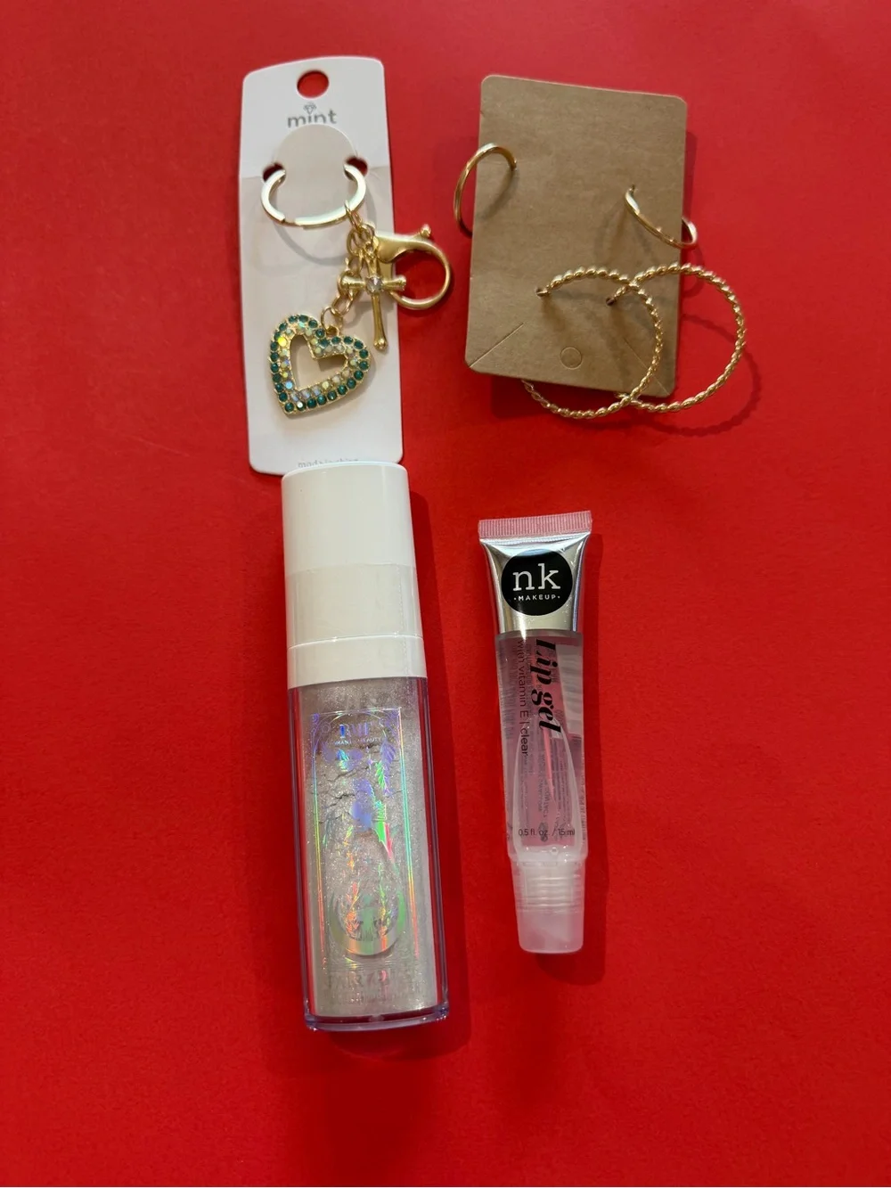 Colorful Graffiti Zip Card & Key Holder with Gold Chain & accessories